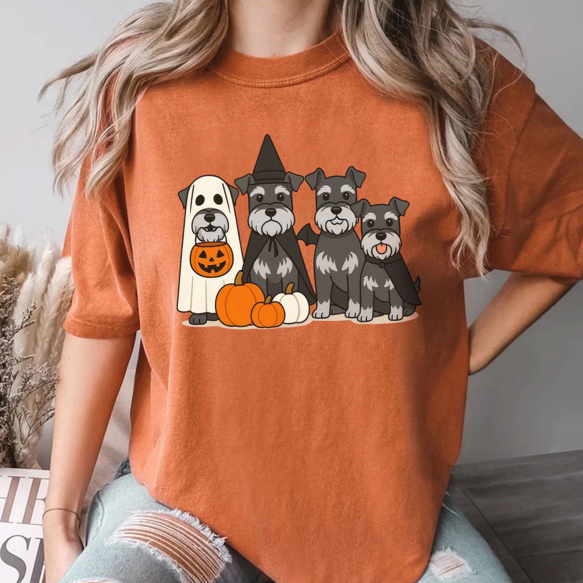Miniature Schnauzer Halloween Sweatshirt, Ghost Dogs Sweatshirt, Halloween Dog, Halloween Shirts, Fall Sweater, Spooky Season, Dog Lover Gif