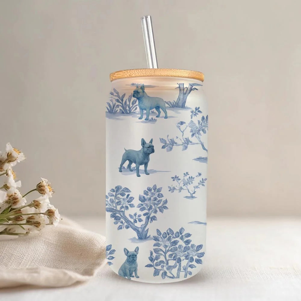 French Bulldog Iced Coffee Mug: Frenchie Lover Gift (16 oz)