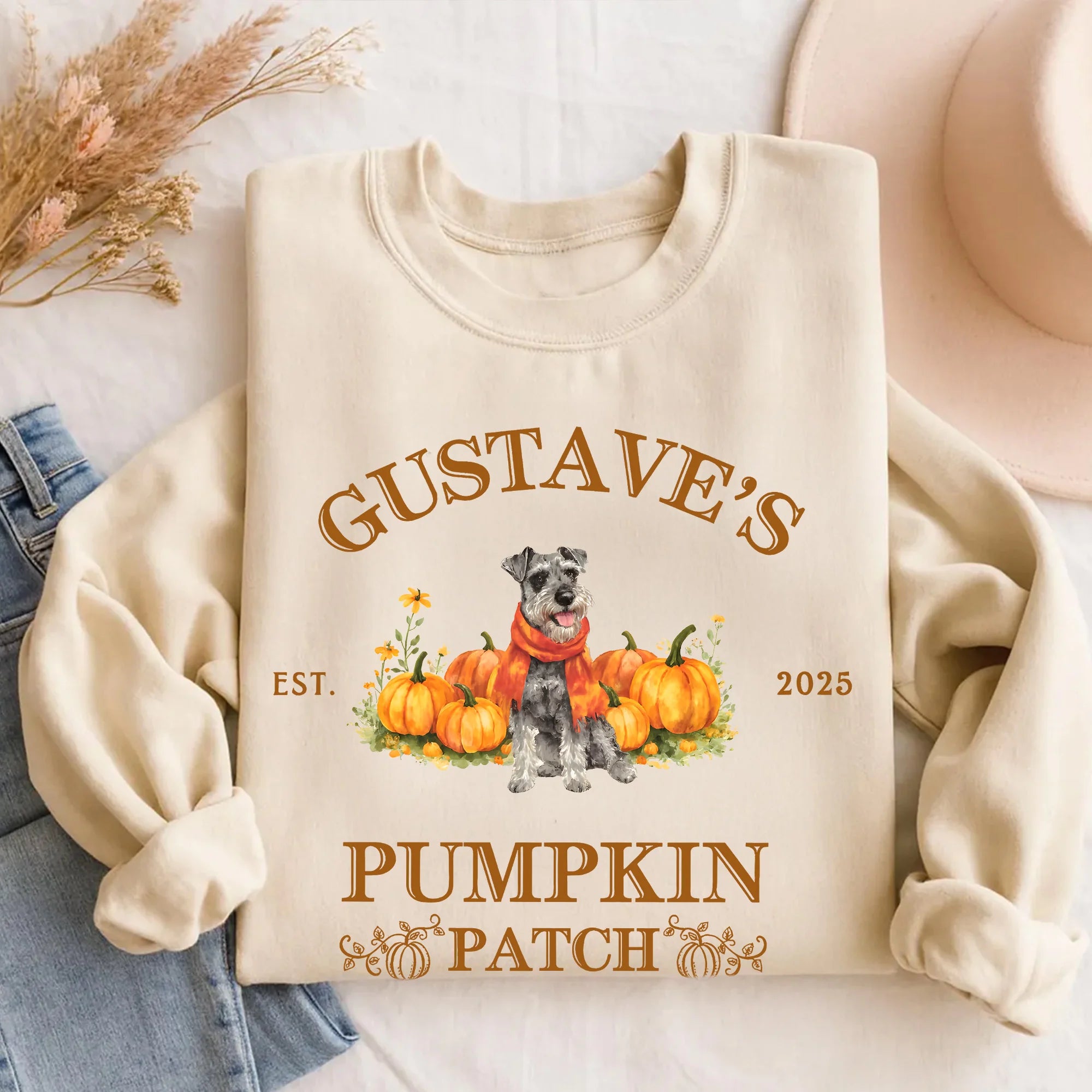 Halloween Schnauzer Sweatshirt Pumpkin Farm Shirt Personalized Dogs Gift Schnauzer