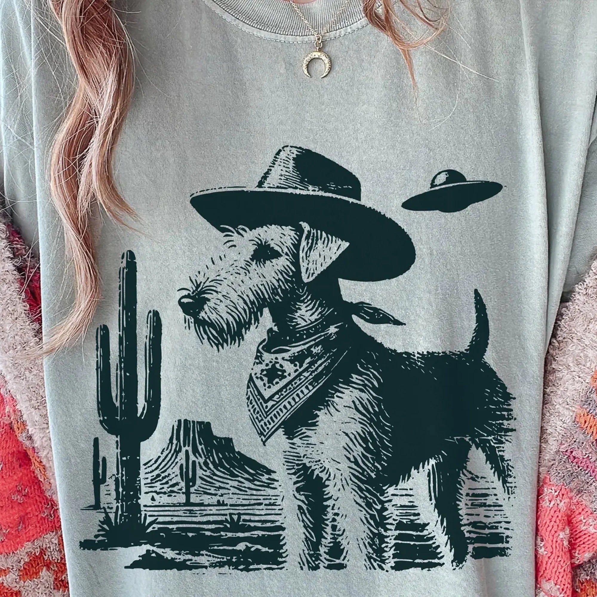 Vintage UFO Foxie Cowboy T-Shirt – Retro Fox Terrier Tee