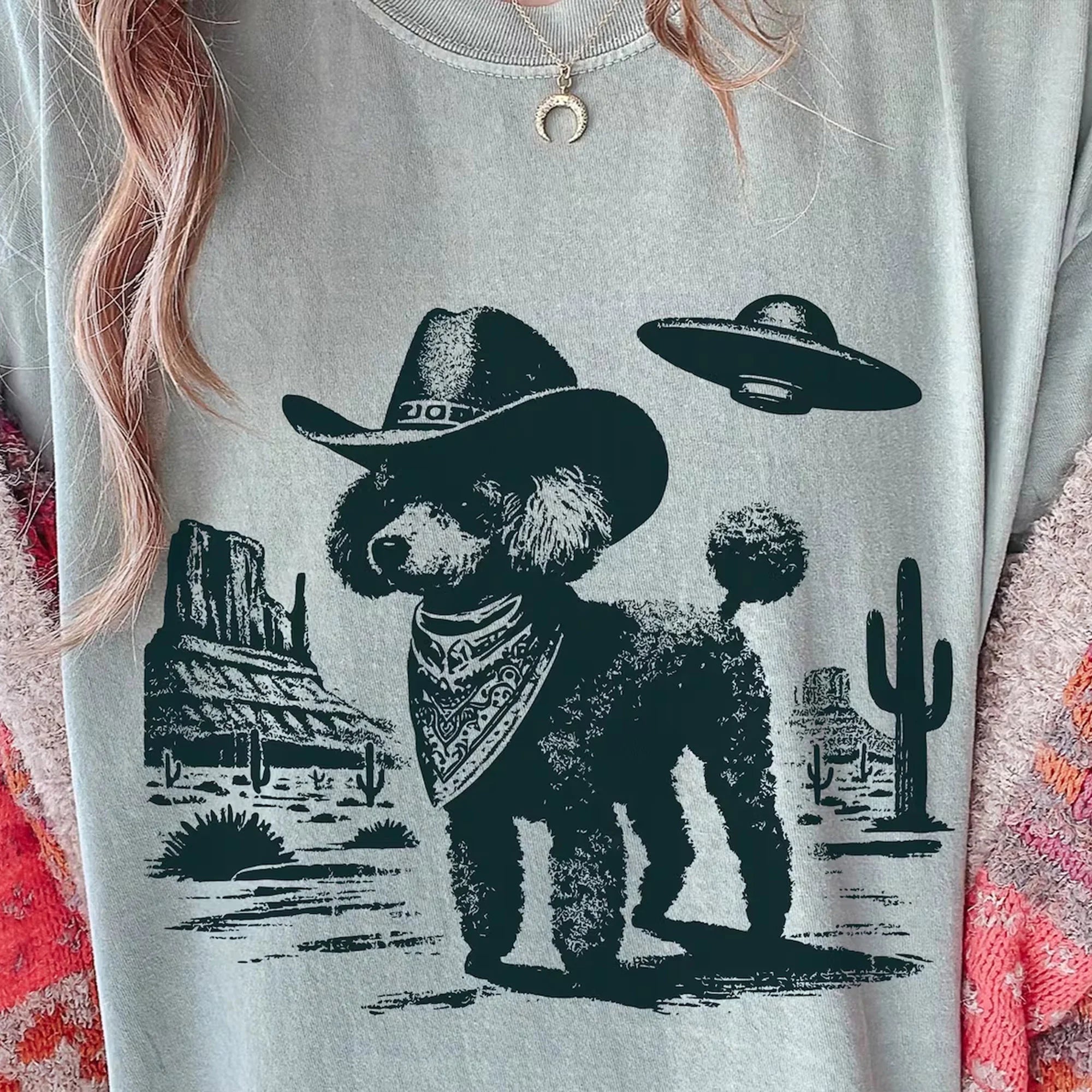 Cowboy UFO Toy Poodle Vintage T-Shirt – Retro Pood Pup Tee