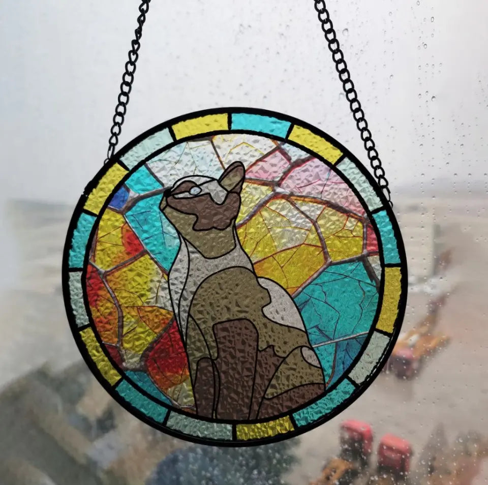 Custom Pet Portrait, Dog Suncatcher, Personalized Window Hanging Stained Glass - WSG03