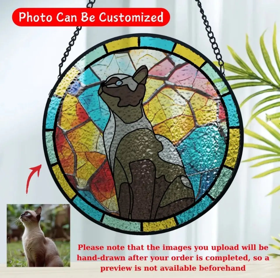 Custom Pet Portrait, Dog Suncatcher, Personalized Window Hanging Stained Glass - WSG03