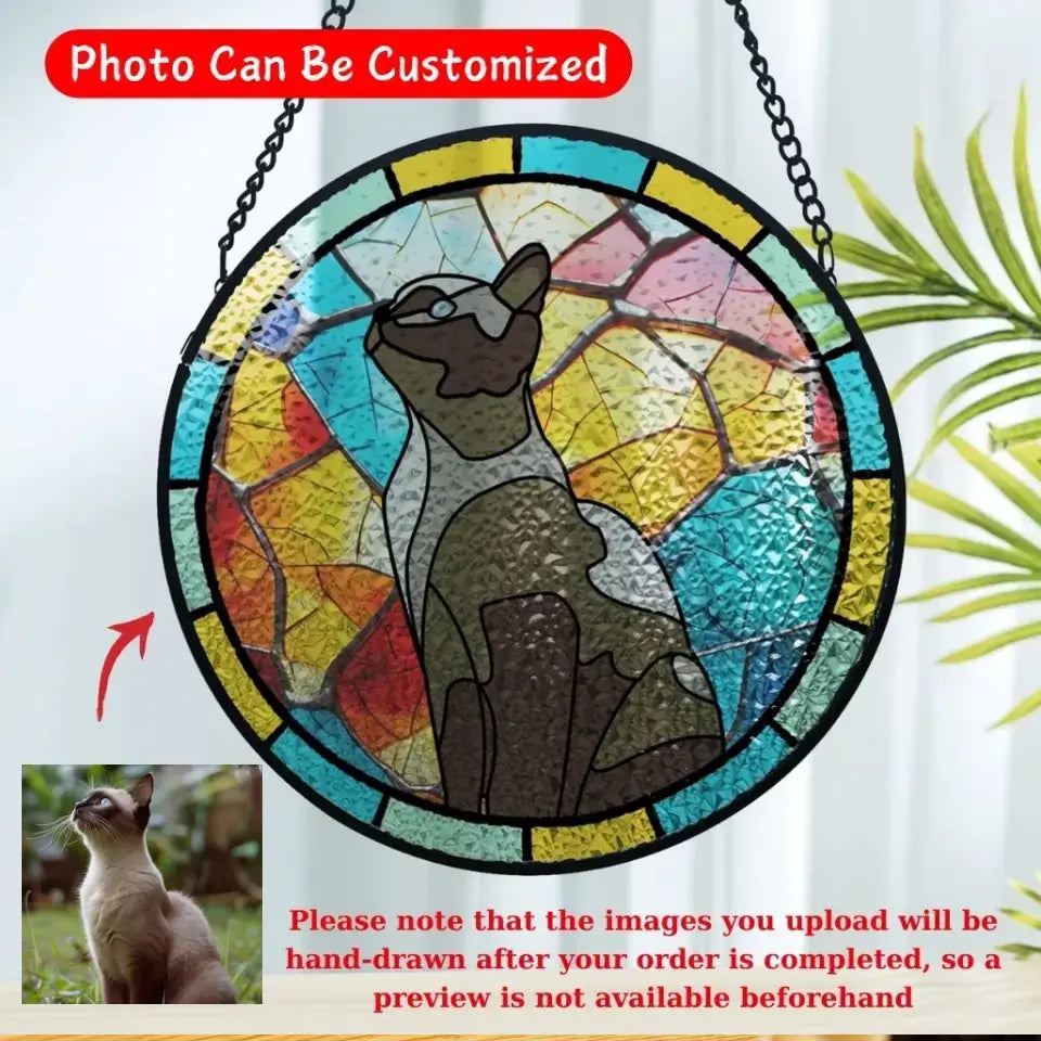 Custom Pet Portrait, Dog Suncatcher, Personalized Window Hanging Stained Glass - WSG03