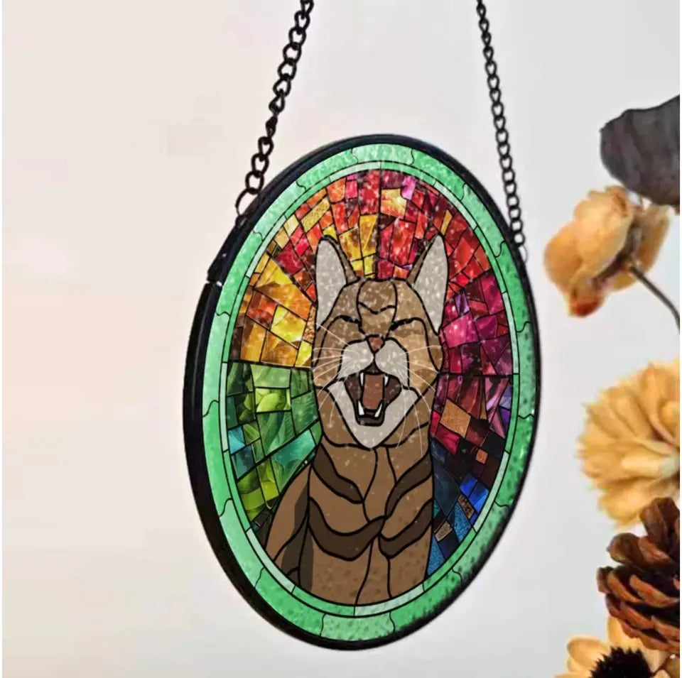 Stained Glass Custom Dog Portrait, Dog Suncatcher, Personalized Window Hanging Stained Glass - WSG06