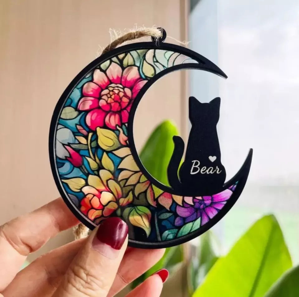 Cat Memorial, Cat Memorial Suncatcher,Pet Memorial Gift, Cat Lovers, Handmade Custom Name Cat Decor,Loss of Pet Sympathy Gift,Pet Loss Gifts 1703807061