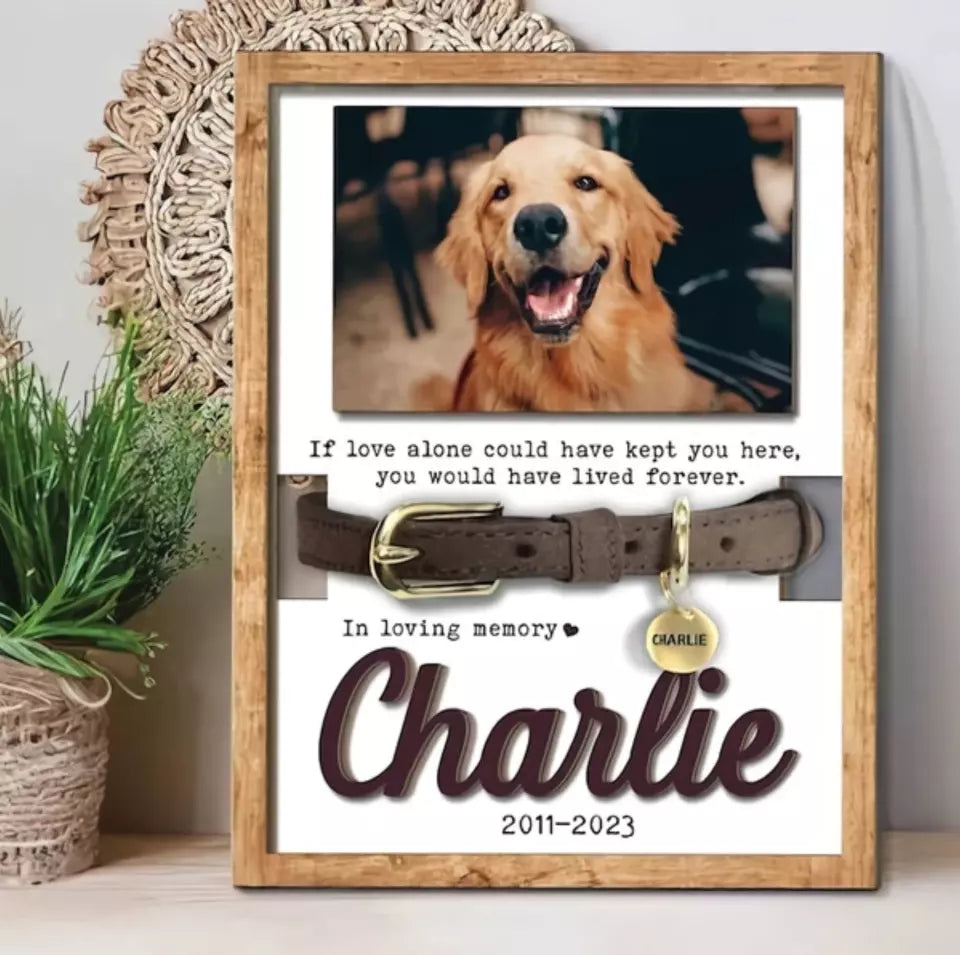 Memorial Pet Collar Sign, Dog Memorial Wood Frame With Collar Holder, Dog Memorial Gifts, Pet Loss Gifts, Pet Sympathy Wooden Signs. 1753990759