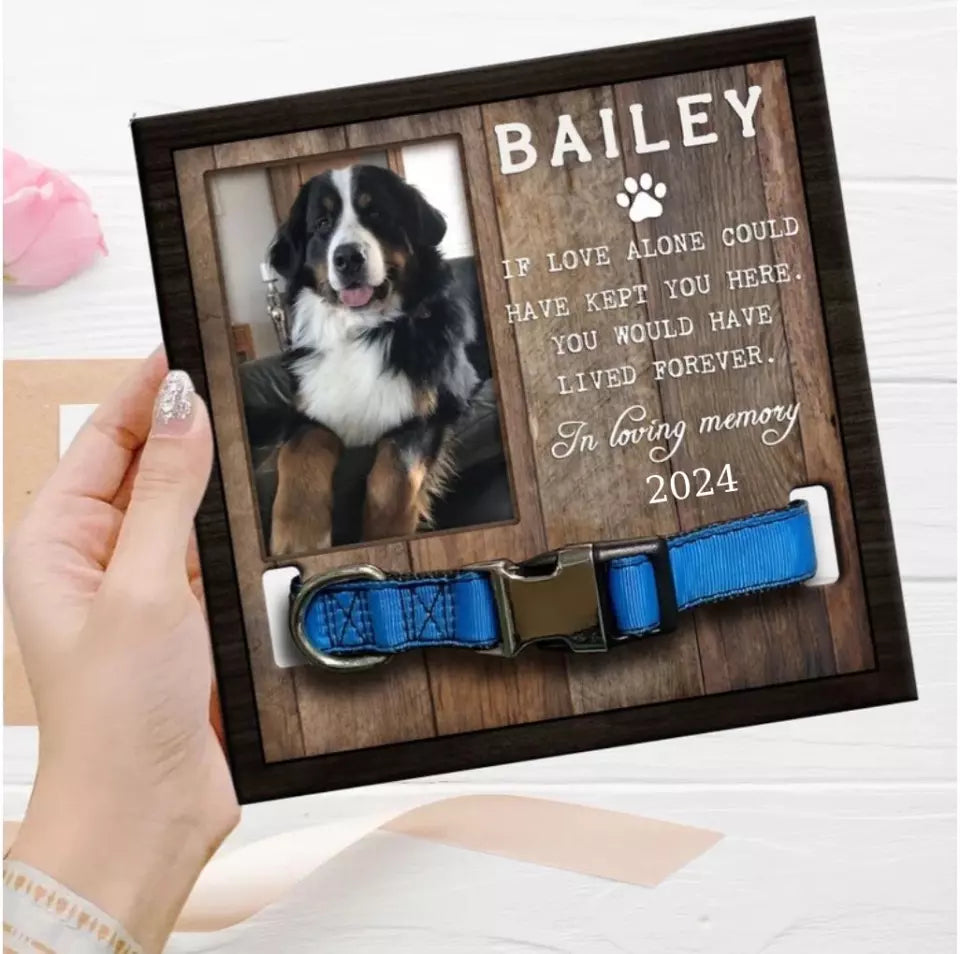 Custom Memorial Pet Collar With Photo, Pet Sympathy Gift, Dog Memorial Frame For Loss Of Dog, Memorial Wood Frame With Collar Holder 1725656479