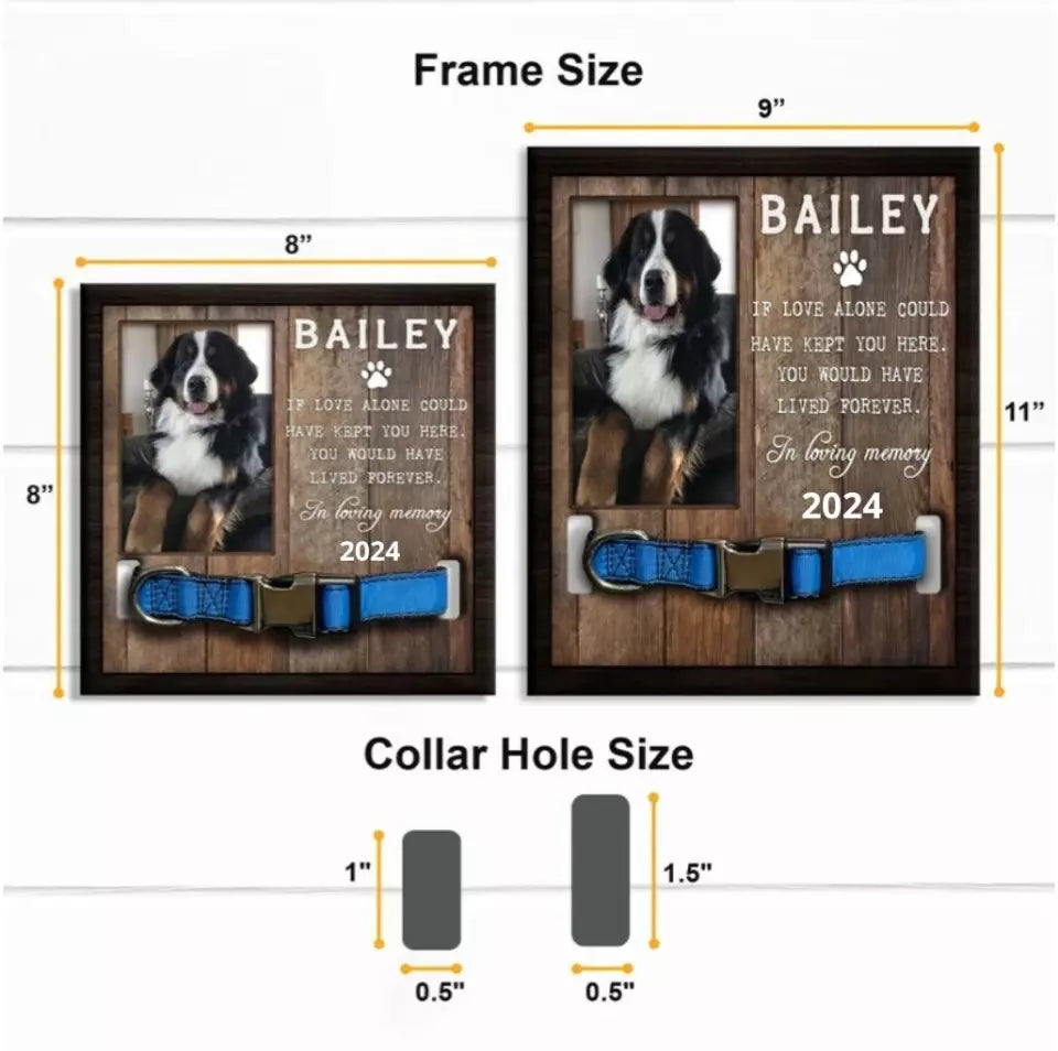 Custom Memorial Pet Collar With Photo, Pet Sympathy Gift, Dog Memorial Frame For Loss Of Dog, Memorial Wood Frame With Collar Holder 1725656479