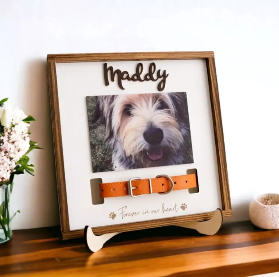 Pet Memorial Collar Holder, Personalized Gift, Pet Collar Frame, Dog Remembrance, Cat Loss Gifts, Memorial Sign, Pet Loss Portrait 1725656479