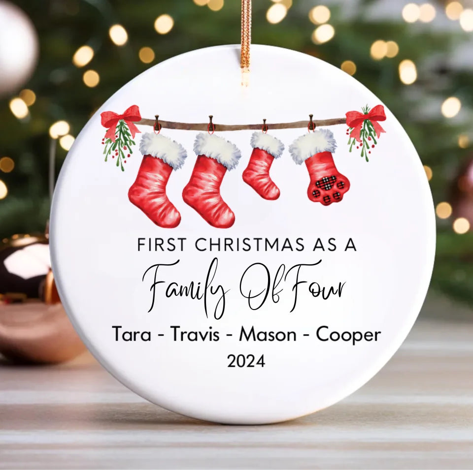 Family Of Three Christmas Ornament, Custom New Family Ornament, Baby&#39;s First Christmas Ornament, Personalized Family Ornament ONRE94