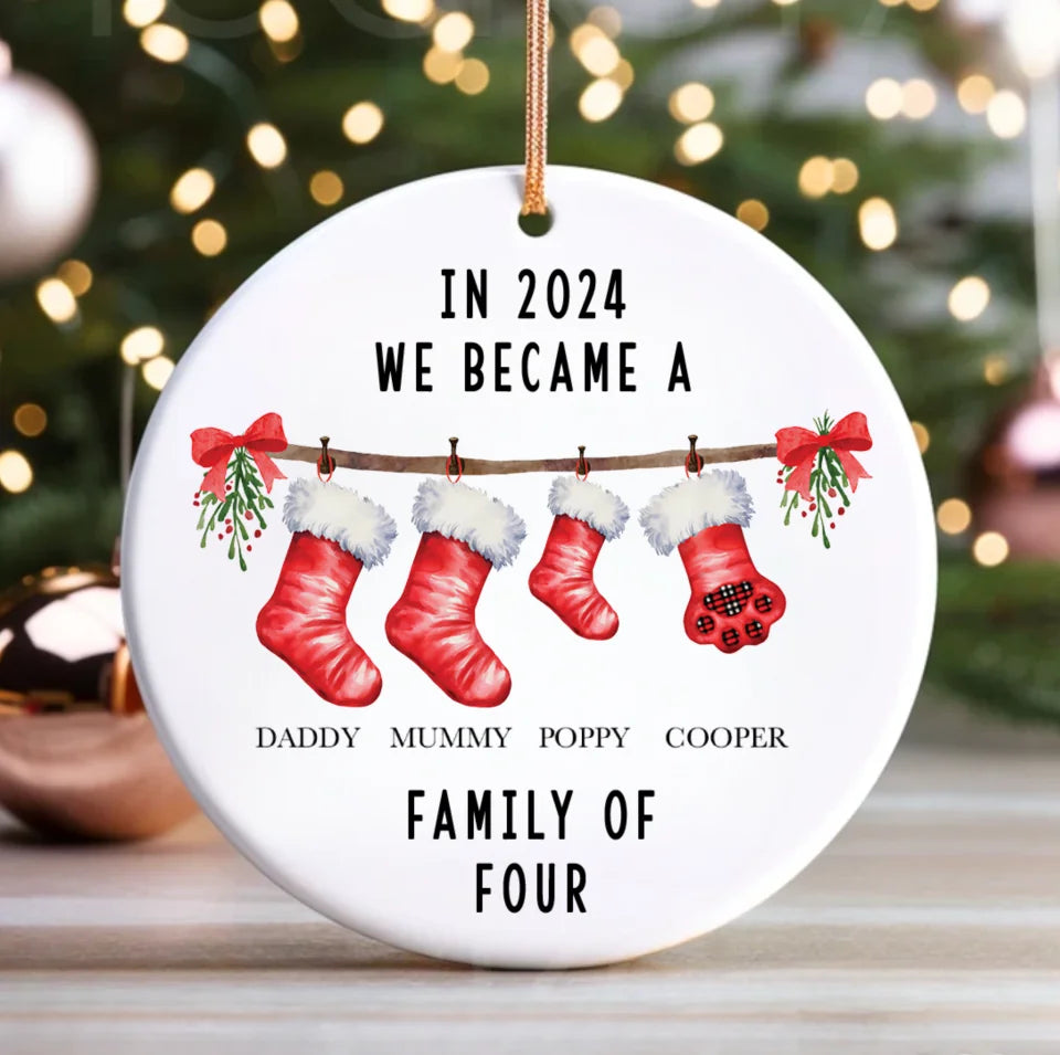 In 2024 we became a family of 4-10 Christmas Ornament, Custom New Family Ornament, Baby&#39;s First Christmas Ornament, Personalized Family Ornament ONQ63