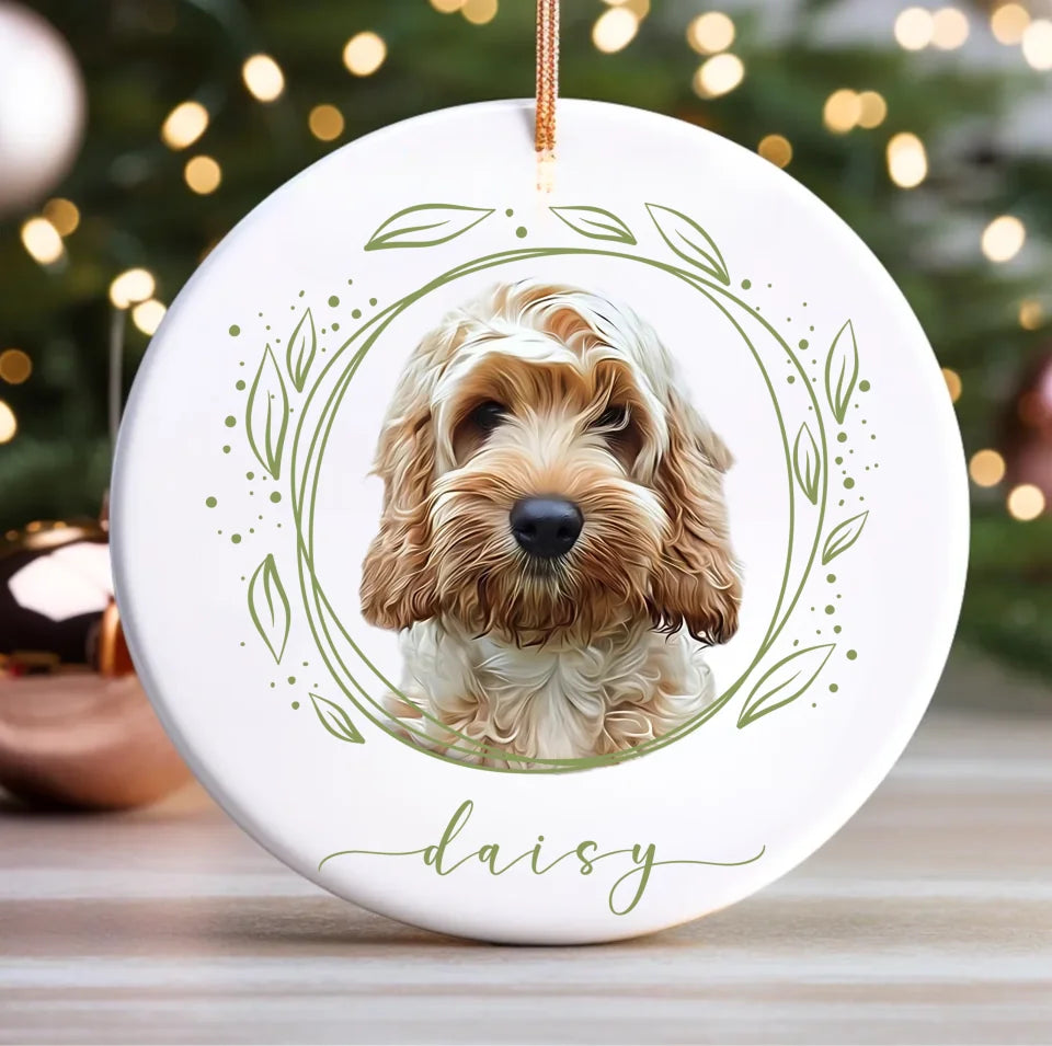 Pet Watercolor Memorial Ornament, Dog Photo Ornament, Custom Dog Ornament, Gift Sympathy ON1897