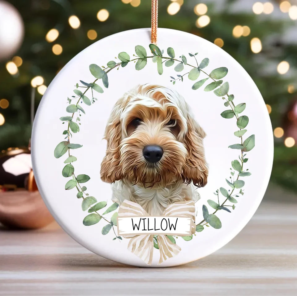 Personalized Pet Watercolor Ornament Using Pet's Photo + Name - Custom Ornament Christmas Dog Ornament Personalized Dog Ornament Custom Dog ON3535