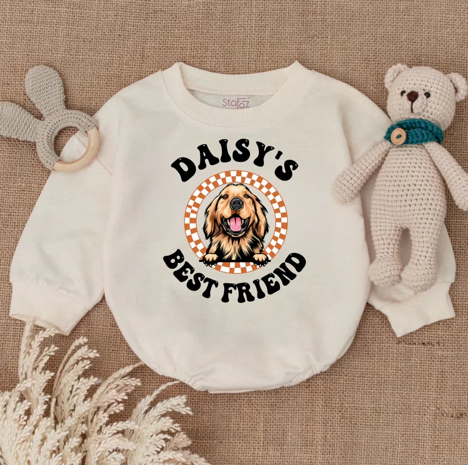 New Best Friend Babybodysuit, Protected By Dog Bubble Romper, Personalized Dog Name Baby Romper, Newborn Baby Gift BRHL25