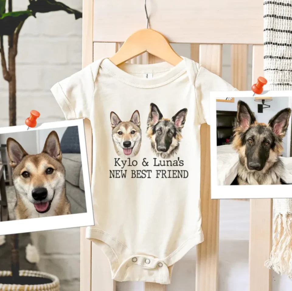 New Best Friend Onesie®, Protected By Dog Onesie®, Personalized Dog Name Onesie®, Dog Name Onesie®, Baby Shower Gift, Newborn Baby Gift OS53TH