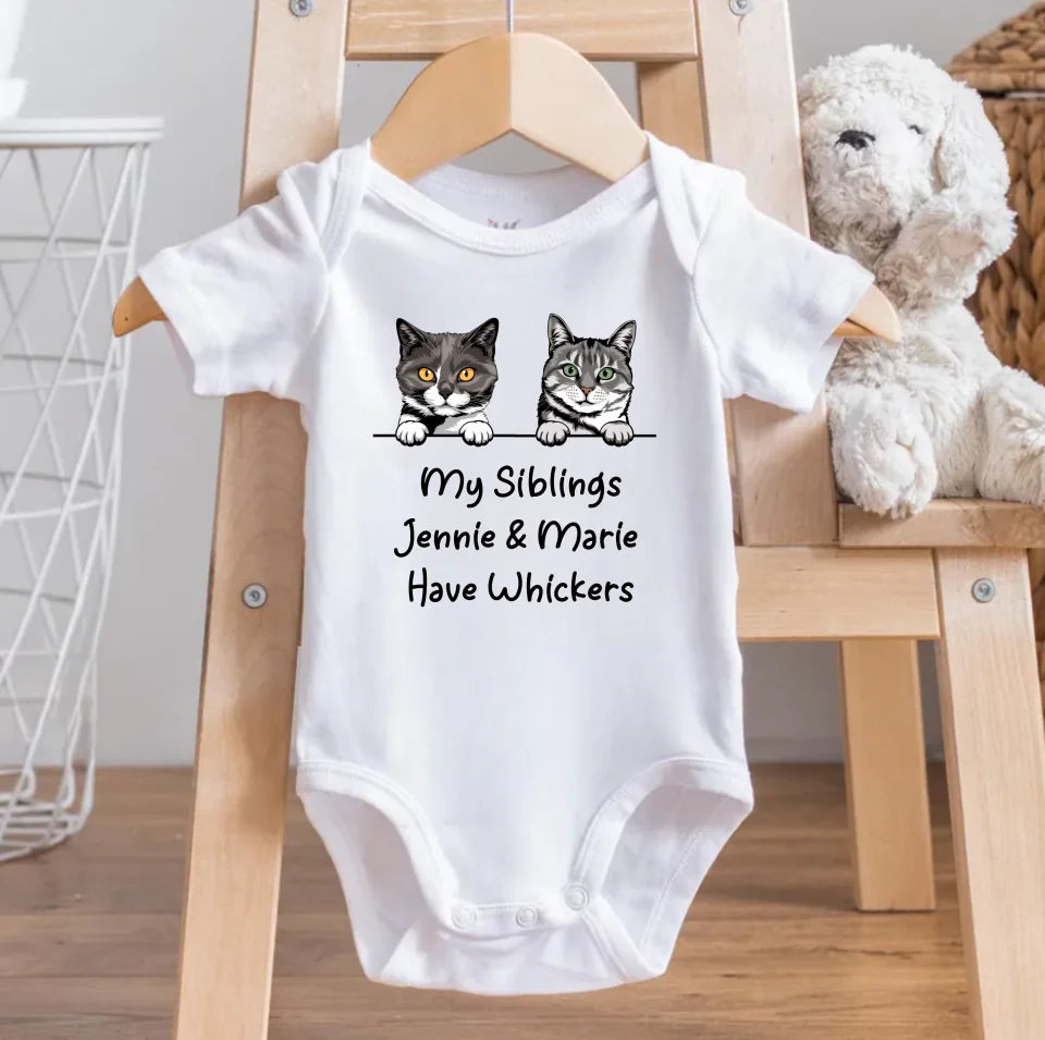 My Siblings Have Whikers Baby Bodysuit, Cat Lover Onesie For Boy Or Girl, Cute Baby Clothes, Personalized Kitty Cat Cat Lover Onesie OS56CAT68