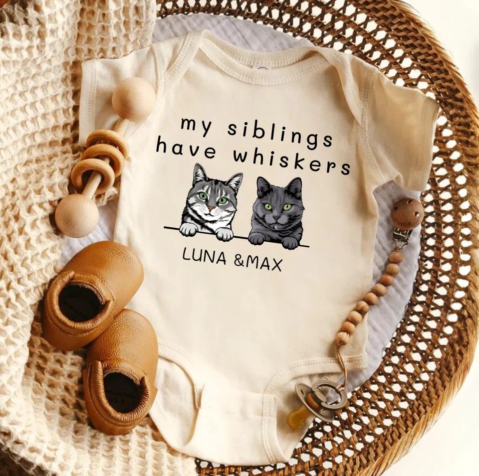 My Siblings Have Whikers Baby Bodysuit, Cat Lover Onesie For Boy Or Girl, Cute Baby Clothes, Personalized Kitty Cat Cat Lover Onesie OS26CAT68