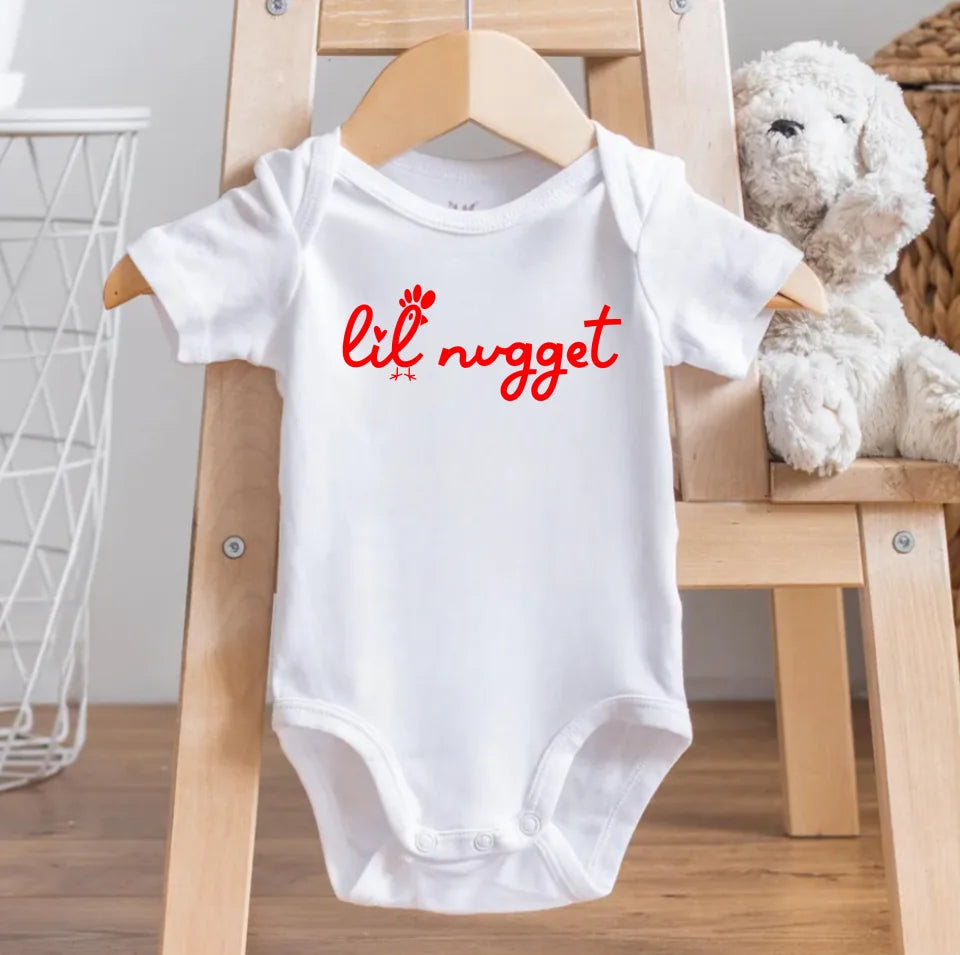 Lil Nugget Chicken Bodysuit - Funny Fast Food Baby Bodysuit - Baby Boy Girl Gift - Baby Shower - Funny Baby - New Baby OS64