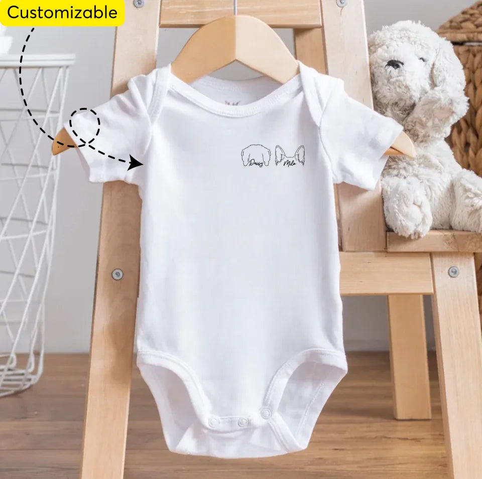 Personalized Dog Ears Lover Baby Bodysuit, Protected By Dogs Baby Onesie, Custom Dog Ears and Name Baby Onesie, Cute Baby Gift, Gift Dog Baby OS47NAMEP