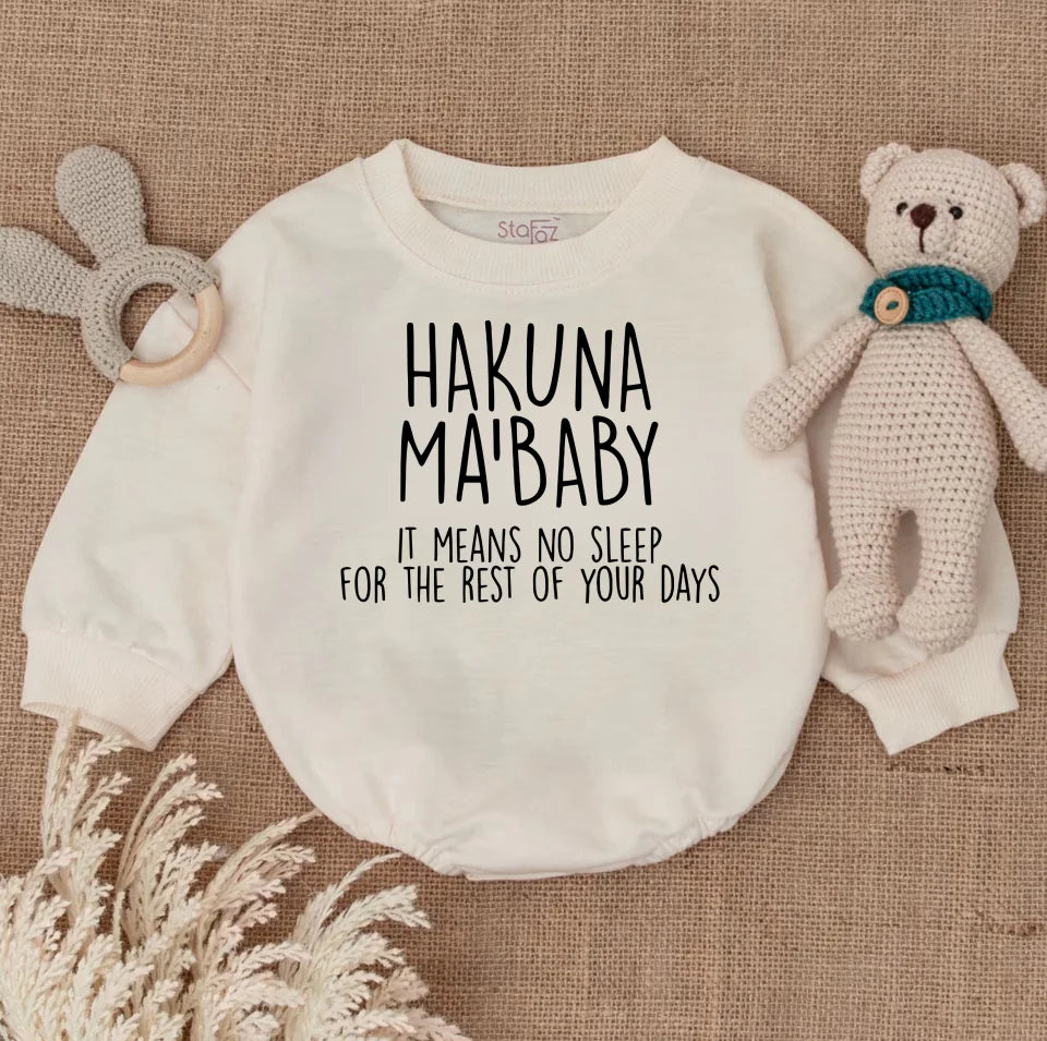 Hakuna Ma&#39;Baby It Means No Sleep, Baby Boy and Girl Clothing, Unisex Baby Clothing, Baby Shower Gift, Disney Inspired Baby, Bodysuit BR556