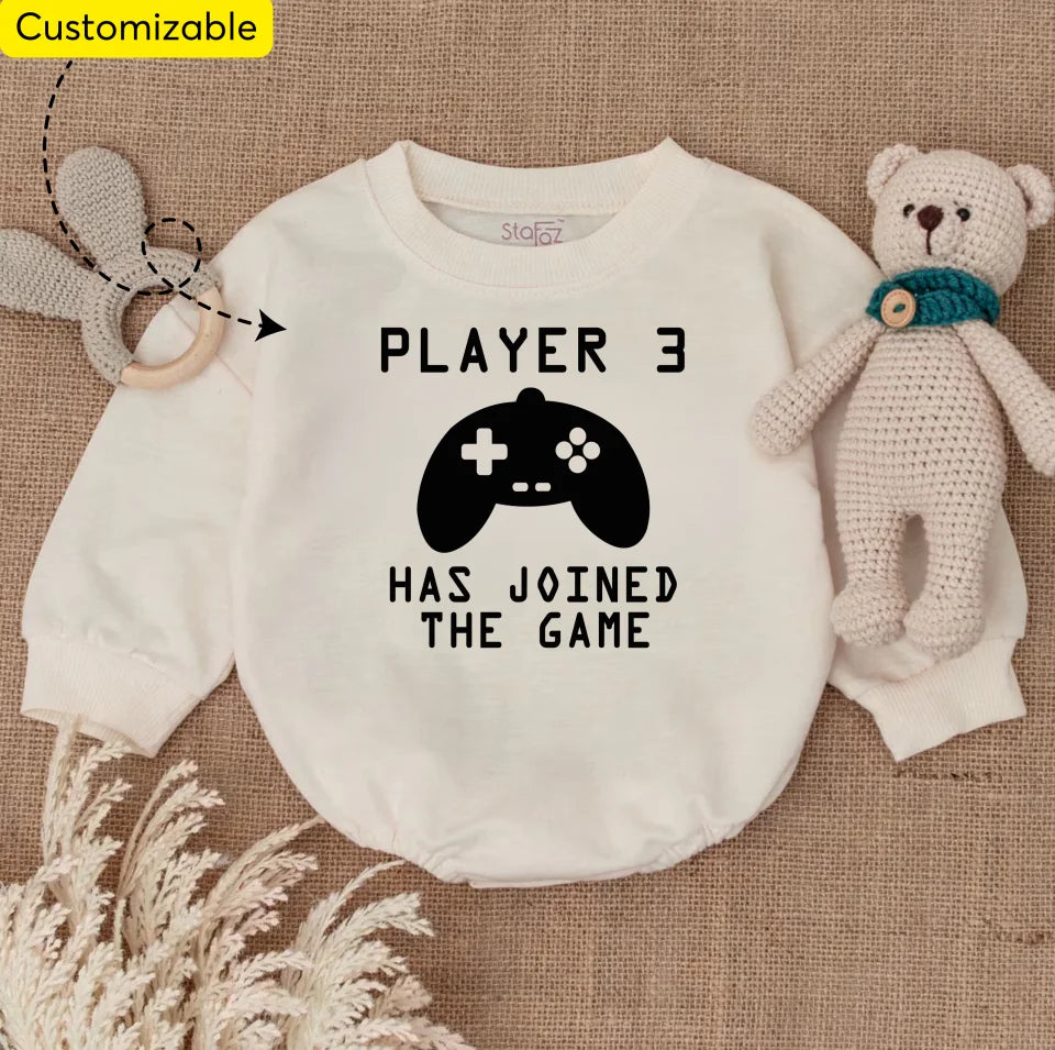 Gifts for Gamers Player 3 Has Joined the Game Onesie, Bodysuits Baby Bodysuit or T-Shirt Newborn Coming Home Outfit Baby Shower Gift BR77N