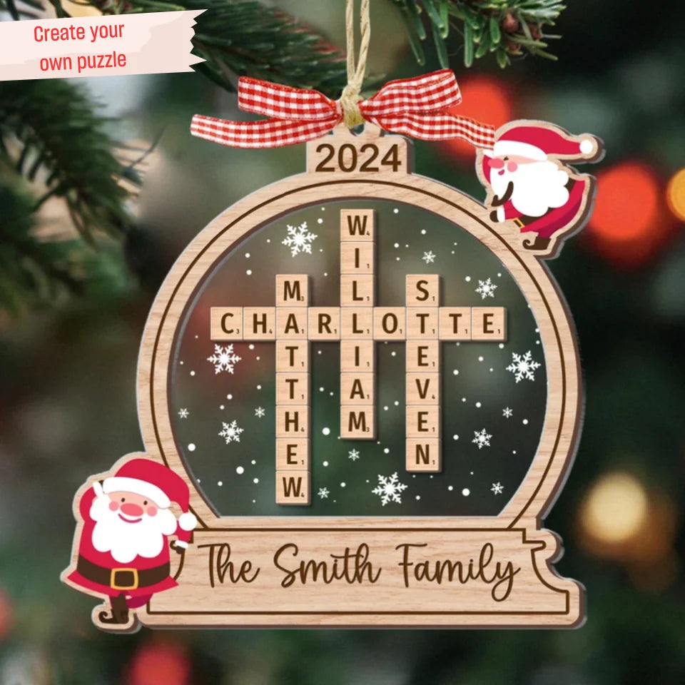 Family Crossword Ornament, Family Ornament, Family Names Puzzle, Christmas Ornament, 2024 Family Christmas Gift, Family Keepsake ONCR98