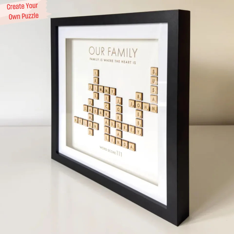 Personalised Scrabble Family Names Frame, Christmas Gift, Family Tree, Custom Letter Tiles, Keepsake Grandparent Birthday PTCR32