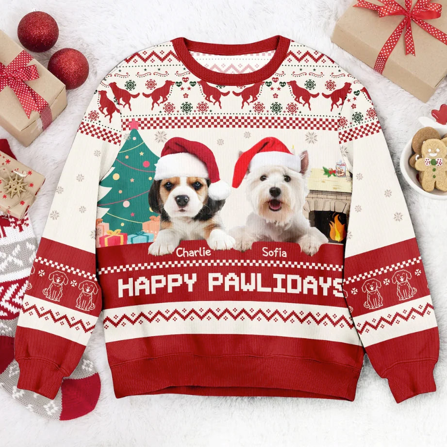 Custom Dog & Cat Photo Christmas Wool Sweater, Personalized Custom Dog Photo Wool Sweater, Funny Christmas Gift For Pet Owners, Pet Lovers WS69TH