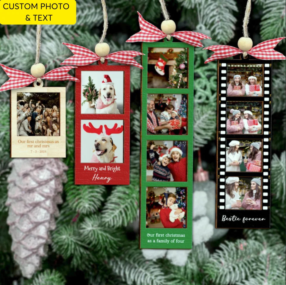 Photo Ornament, Photo Strip Ornament, Personalized Photo Strip Christmas Ornament, Christmas Ornament Photo Frame, First Married Ornament ONPHOTO22