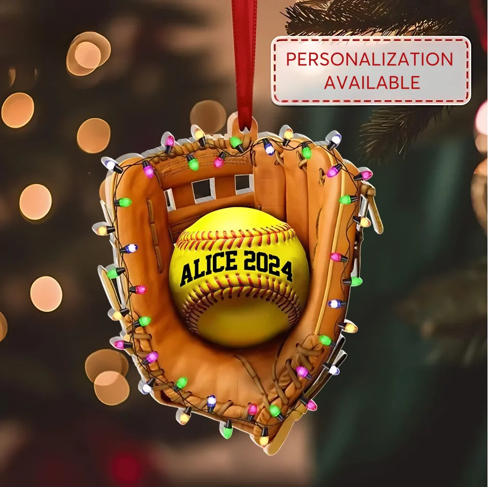 Personalized Softball Ornament, Softball 2D Flat Ornament Not 3D, Softball Gifts for Softball Players, Coaches, End of Year Team Softball ONSB78