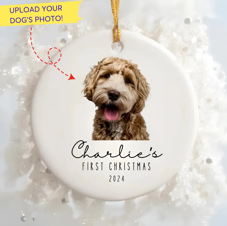 Personalized Dog First Christmas Ornament, Personalized Christmas Pet Ornaments, Dog First Christmas Ornament, Pet Ceramic Ornament ON58