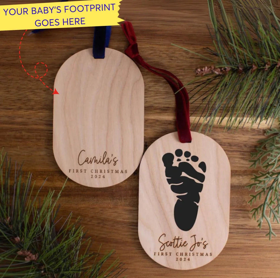 Baby&#39;s First Christmas Ornament, Footprint DIY Christmas Ornament, First Christmas Keepsake, Gift for Grandparents, Gift For New Parents ON589