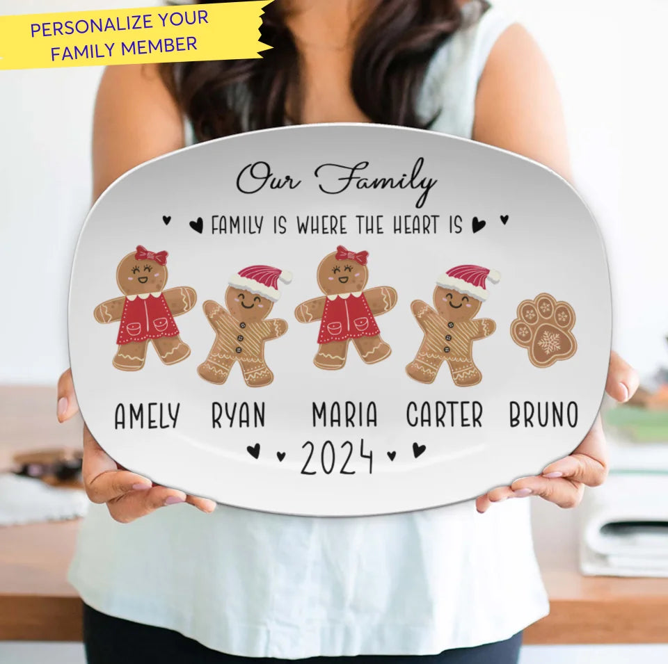 Grandma Gift, Grandma's Favorite Cookies Plate, Family Platter, Personalized Gingerbread Christmas Plate, Grandma Plate PL0232