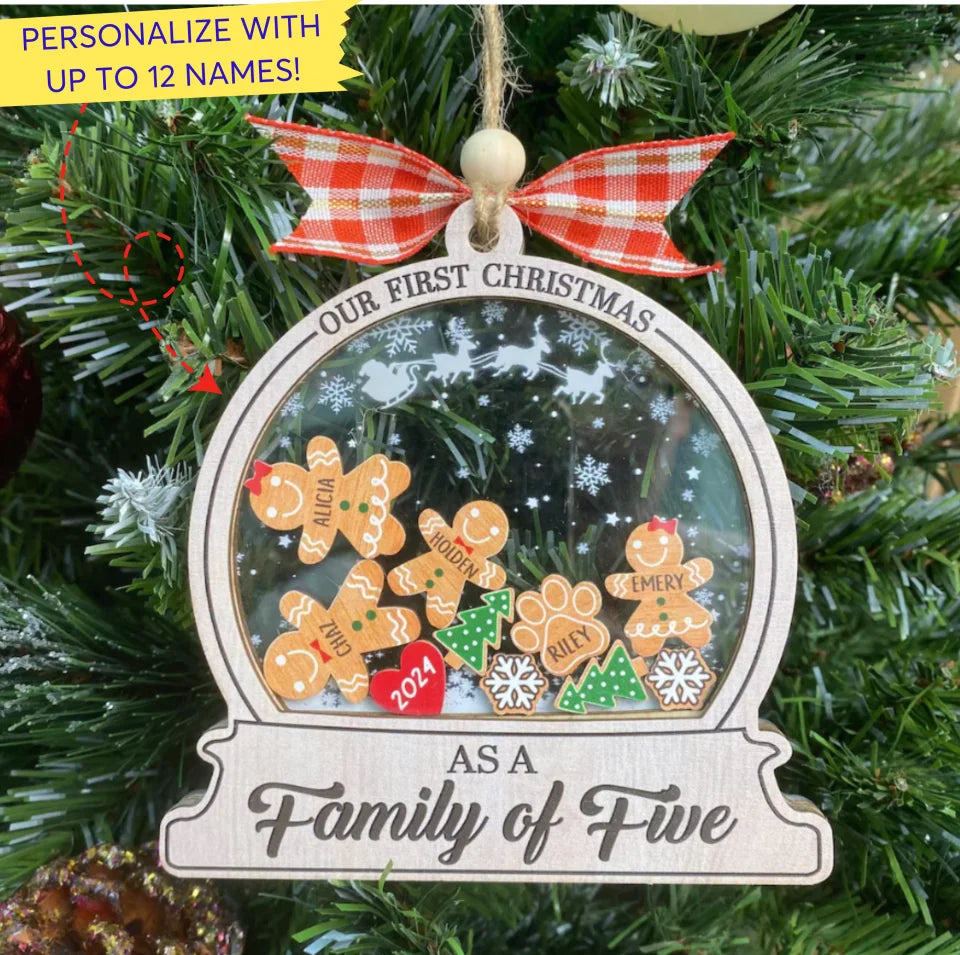 Our First Christmas As A Family Ornament, Family Of Three, Family Of Four Ornament, Baby&#39;s First Christmas Ornament, Wooden Shake Ornament ON269