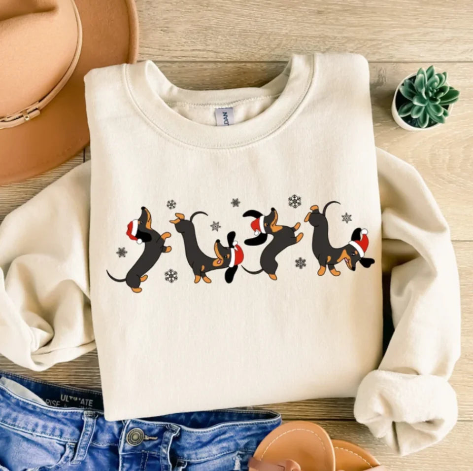 Dachshund Christmas Sweatshirt, Dachshund Christmas Shirt, Dog Lover Gift, Dachshund New Year Shirt, Christmas Crewneck, Dachshund Mom Shirt TSW73