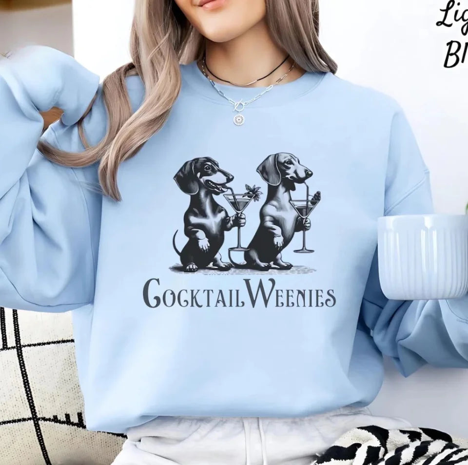 Martini Cocktail Lover Dachshund Cocktail Weenies Dachshund Sweatshirt, Funny Dog Lover Crewneck Sweatshirt - Cute Gift for Pet Owners SW630