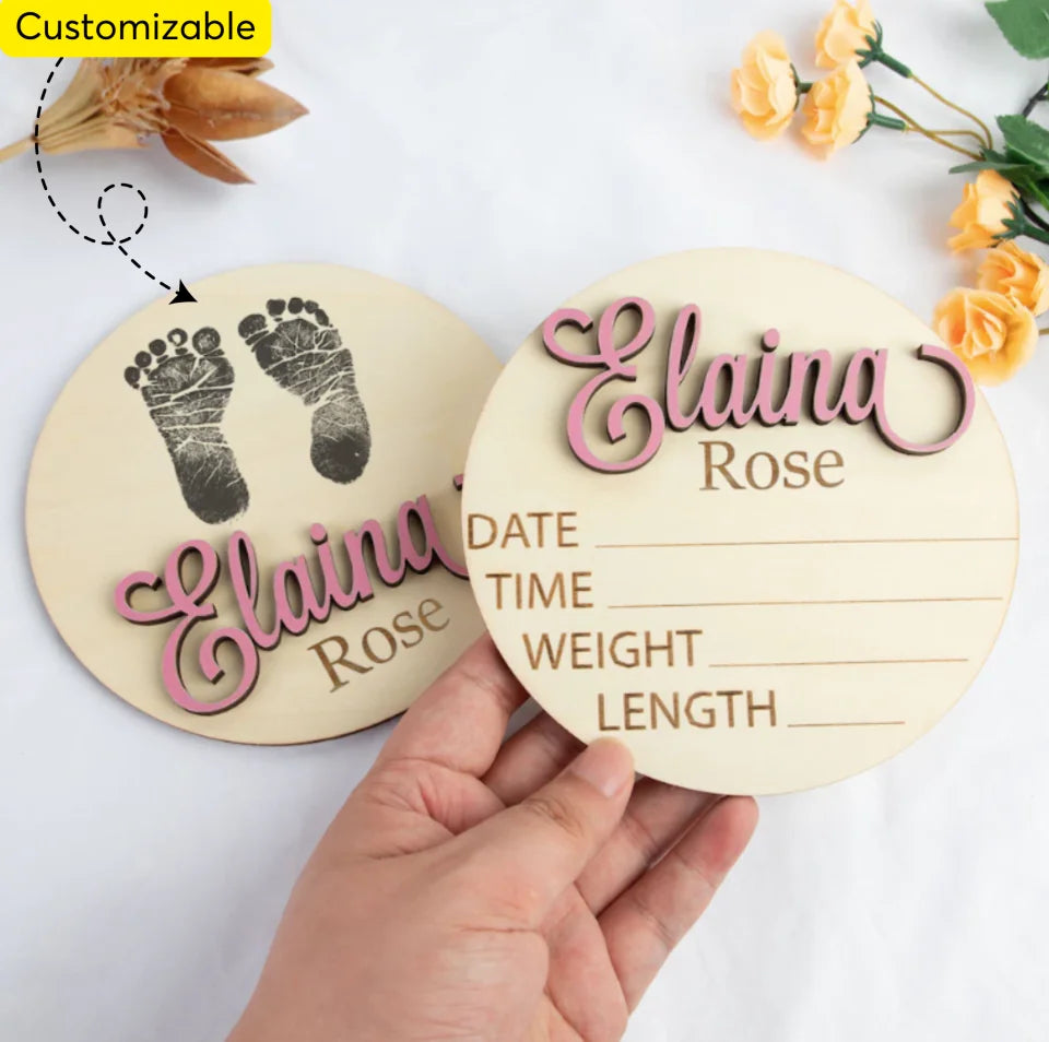 Baby Announcement Sign with Birth Stats | Footprint Sign For Newborn | Baby Name Reveal | Personalized Baby Name Sign | Sign For Hospital WKC396