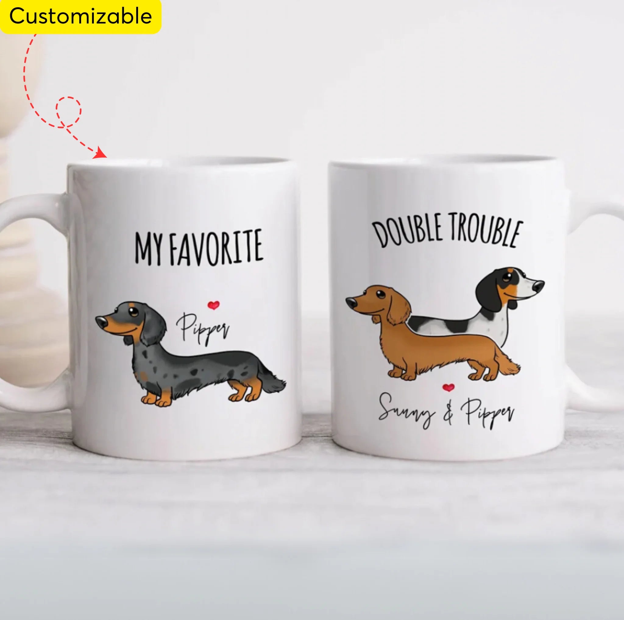 Personalized Dachshund Mug, Custom Doxie Wiener Mug Gift, Dachshund Coffee Mug, Dachshund Owner Mug, Funny Gift Idea for Dachshund Lovers M489