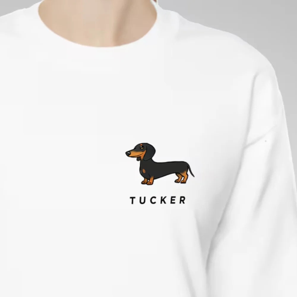 Custom Dachshund Sweatshirt, Personalized Doxie Wiener Dachshund Gift, Dapple Piebald Long Wirehaired Dachshund Mom Dad Sweatshirt