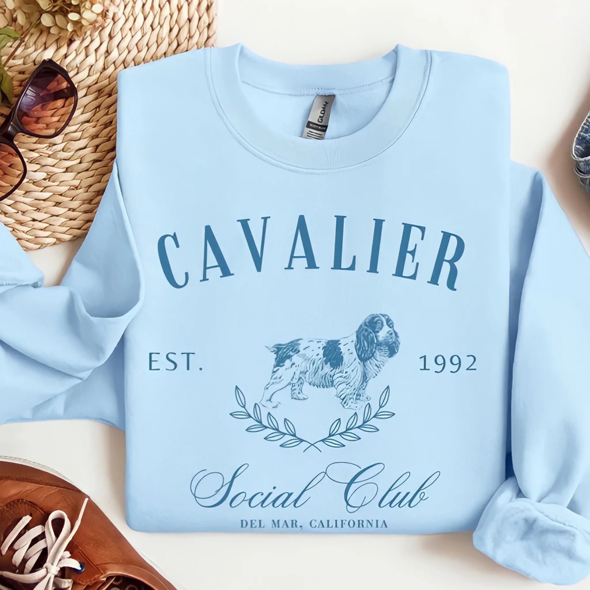 Cavalier King Charles Spaniel Social Club Name Sweatshirt, Dog Mom Crewneck Sweater, Dog Mama Shirt , Gift for Dog Owner, Dog Lover Dad Gift