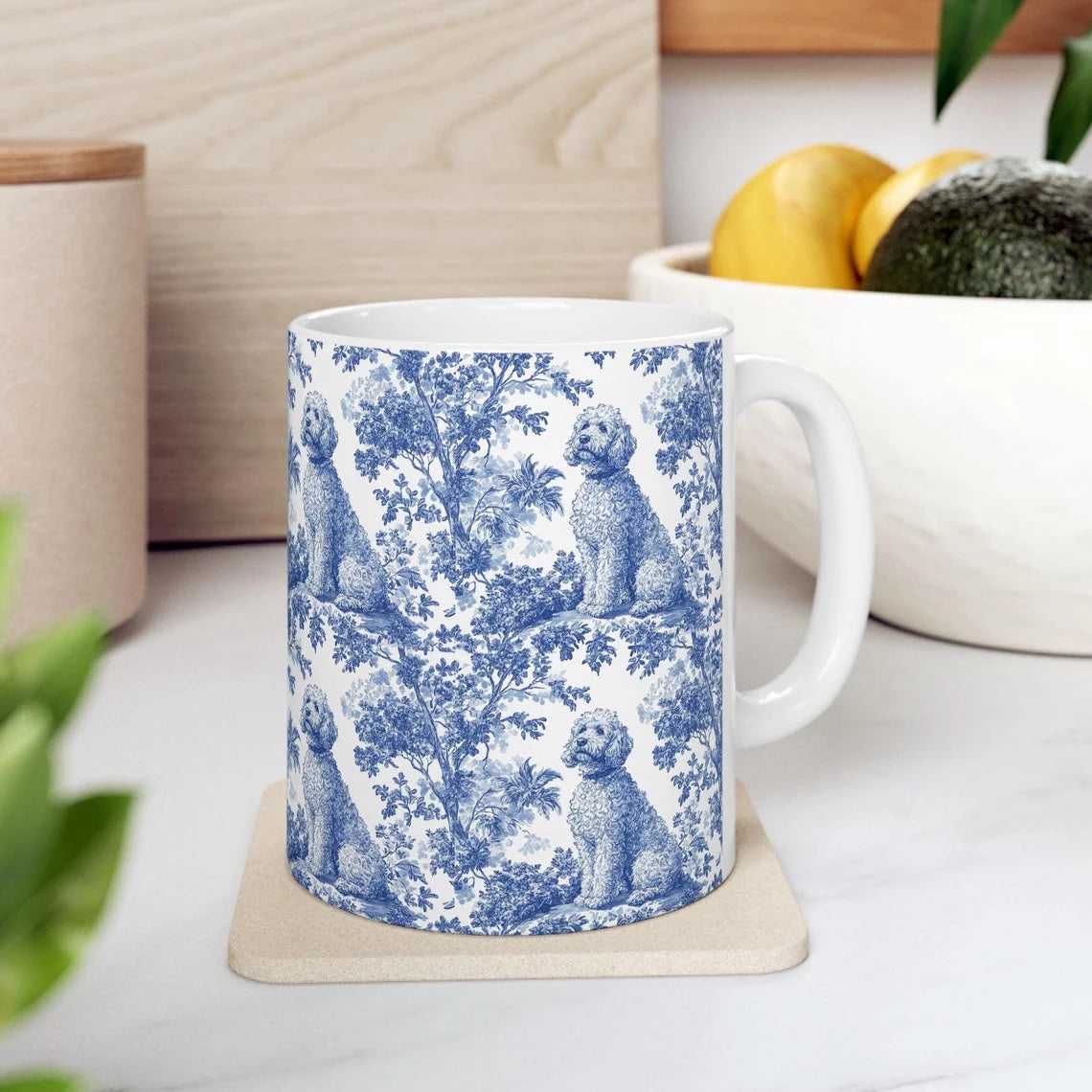 Golden doodle French Blue Toile de Jouy Mug, Golden doodle Mugs, Doodle Gift, Golden doodle gift, Goldendoodle, Doodle mama Gift, Doodle Mom