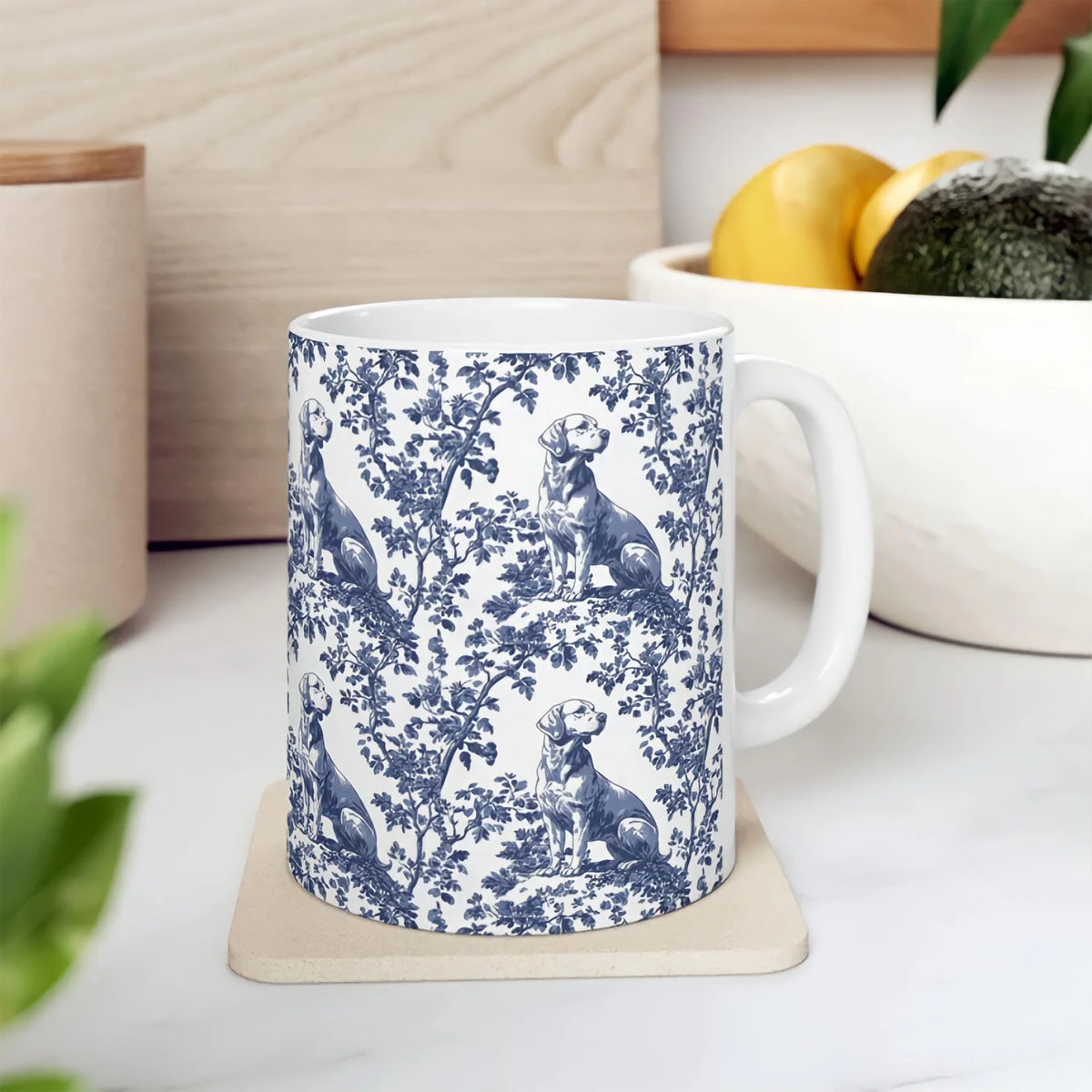 Labrador French Toile de Jouy Mug, Blue toile de jouy, Labrador Retriever mugs, Lab Mom Mugs, Labrador Lover Gifts, Labrador mug