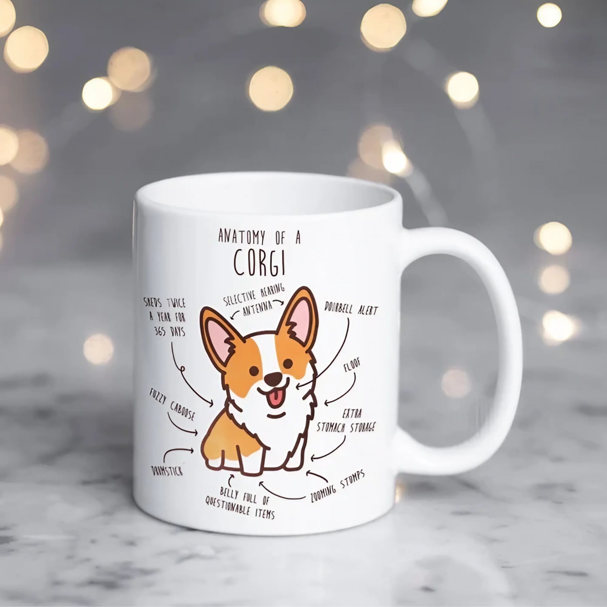 Corgi Coffee Mug, Cute Corgi Gift, Dog Lover, Funny Gift for Her, Him, Birthday, Pembroke Welsh Corgi, Pet Mug, Corgi Mom Corgi Dad, Anatomy