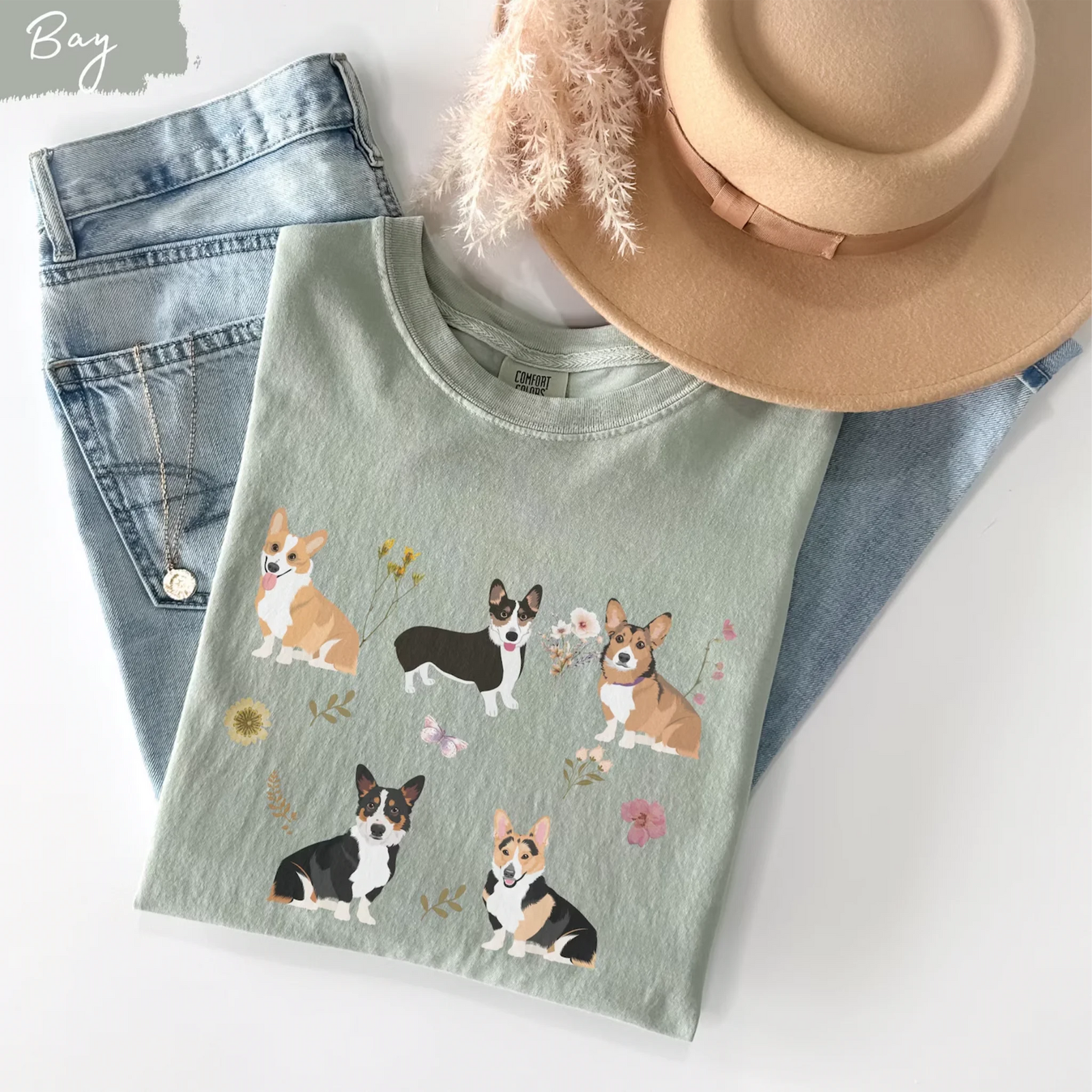 Corgi cottagecore t shirt, corgi mom t shirt, corgi gifts, corgi lover, Welsh Corgi, corgi gift, corgi mama, cottage core,comfort colors tee