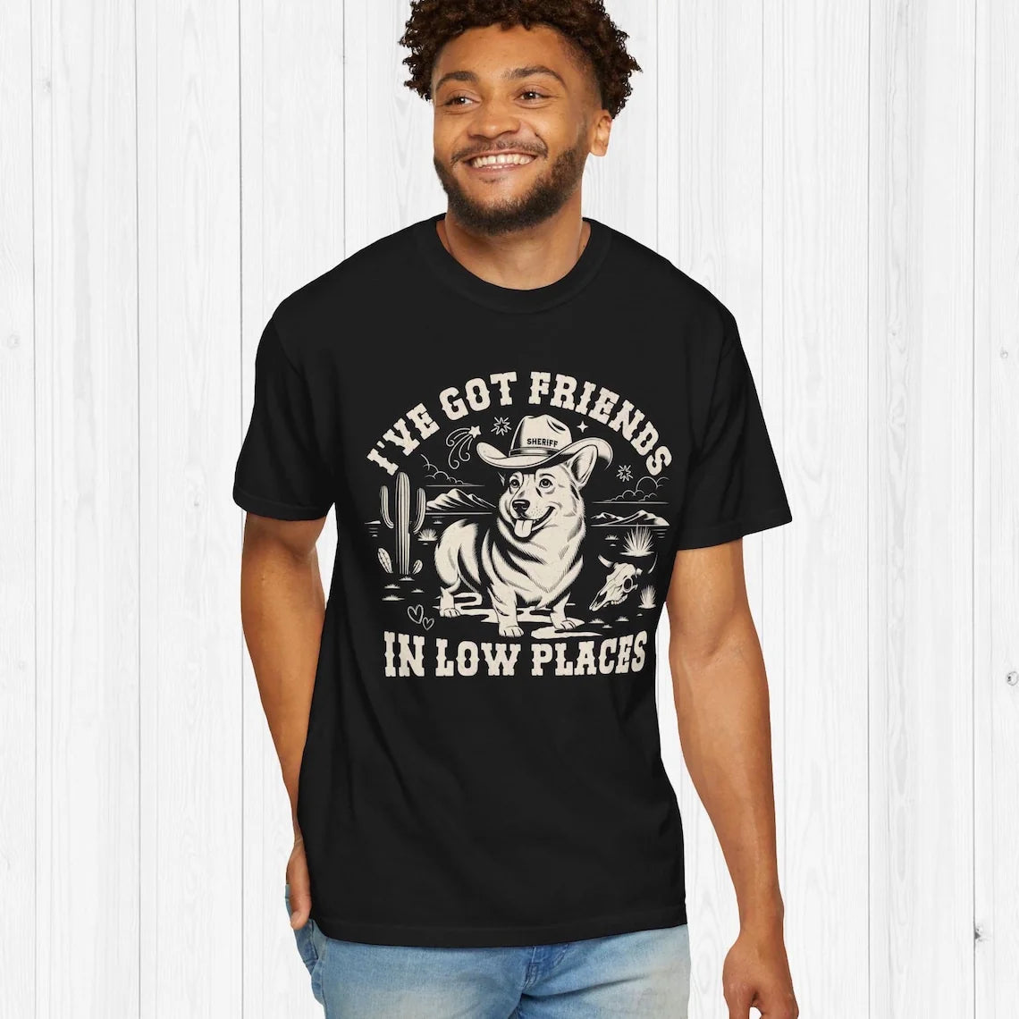 Custom Corgi T-Shirt Funny Personalized Corgi Gift Vintage Western Pembroke Welsh Corgi Tshirt Corgeek Gifts Ive Got Friends In Low Places Tee