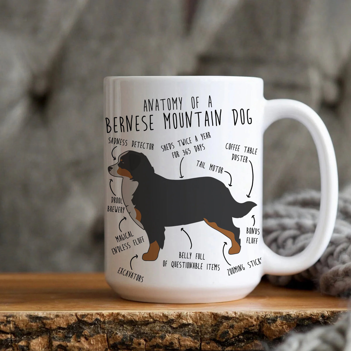 Bernese Mountain Dog Coffee Mug, Cute Berner Gift, Dog Lover, Funny Gift for Her, Him, Birthday, Bernese Mountain Dog Mom Dad, Anatomy