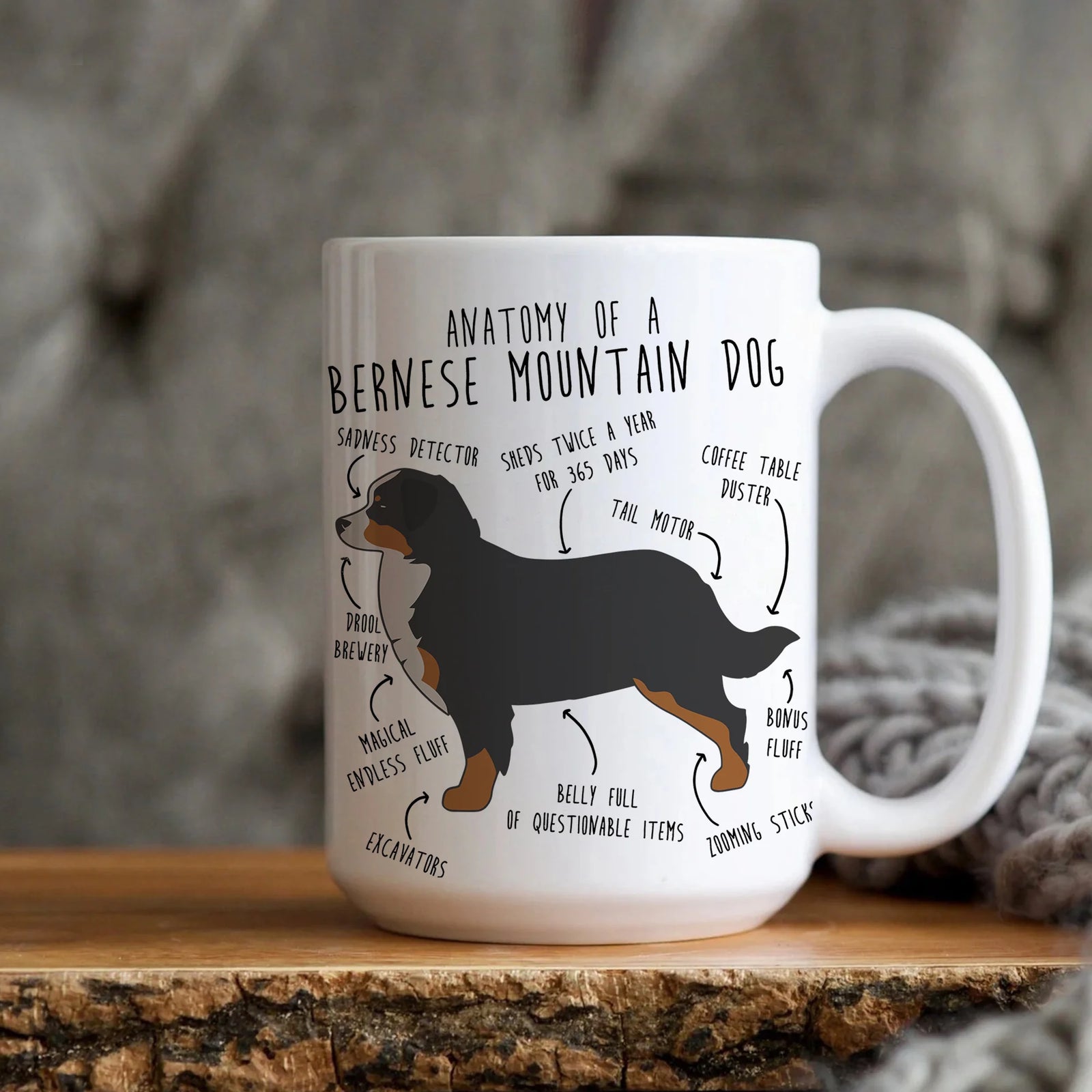 Bernese Mountain Dog Coffee Mug, Cute Berner Gift, Dog Lover, Funny Gift for Her, Him, Birthday, Bernese Mountain Dog Mom Dad, Anatomy