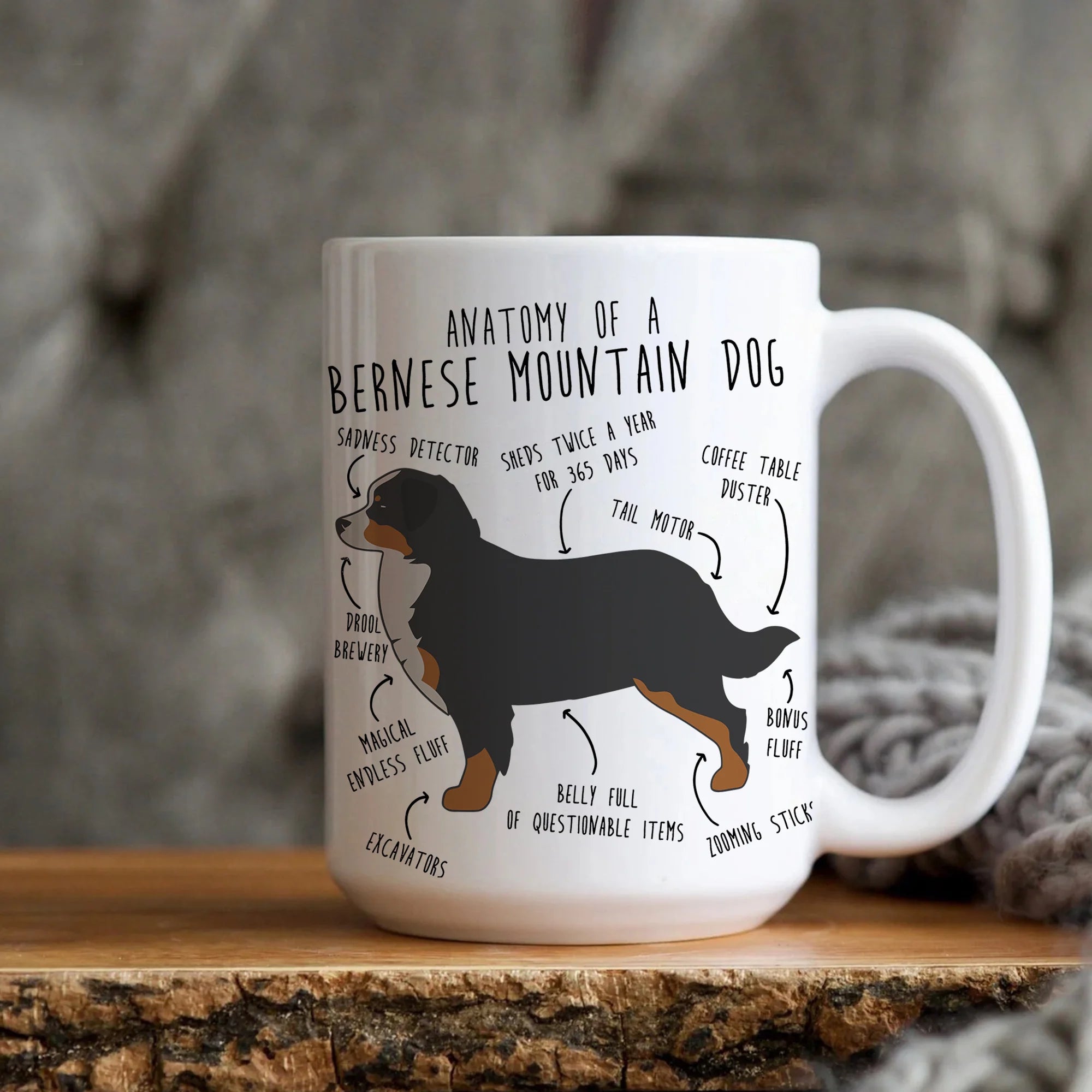 Bernese Mountain Dog Coffee Mug, Cute Berner Gift, Dog Lover, Funny Gift for Her, Him, Birthday, Bernese Mountain Dog Mom Dad, Anatomy