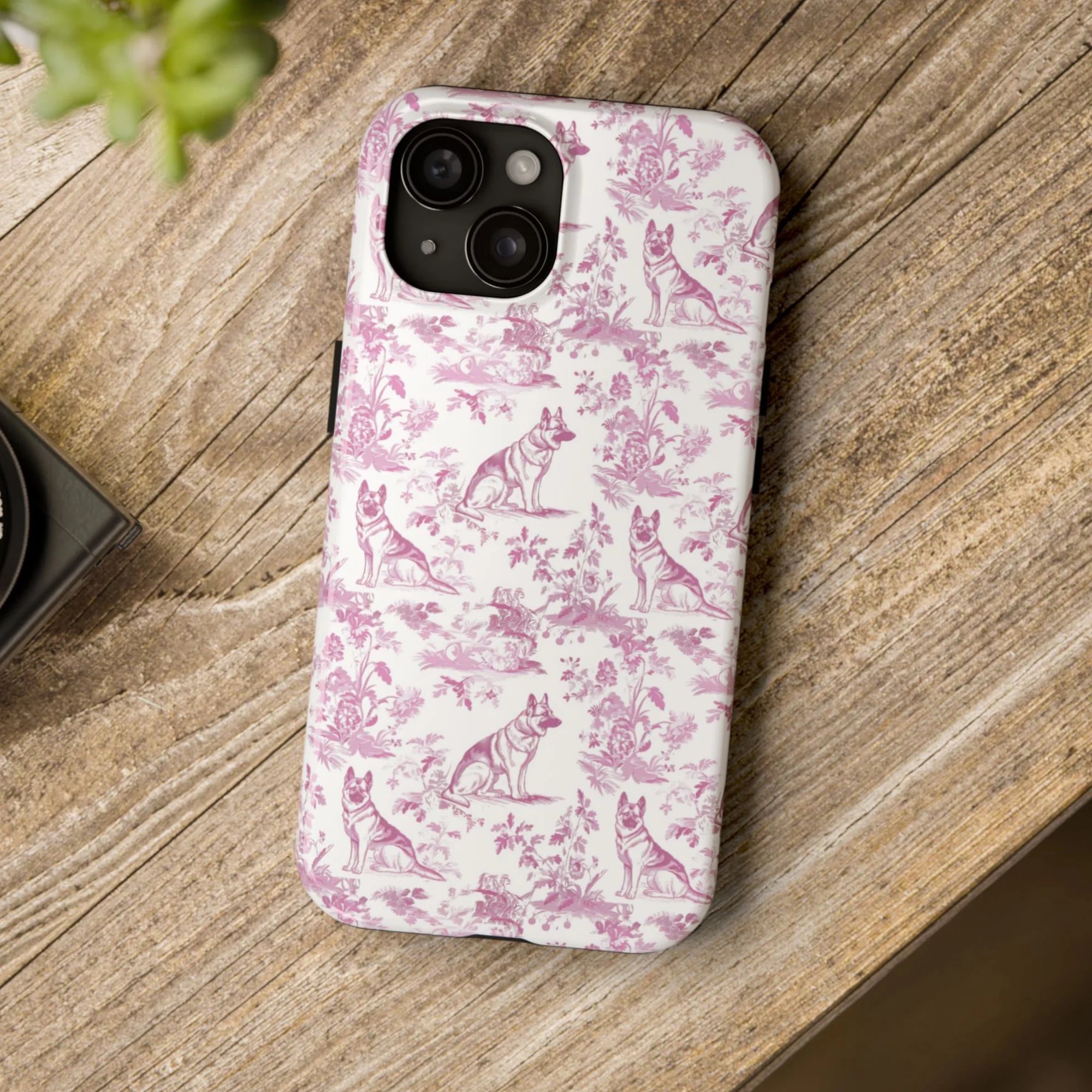 German Shepherd Pink Toile de Jouy Phone case - French Toile Phone case for German Shepherd Mom, Coquette Dog Lover Gifts, Mothers Day Phone case